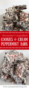 This four-ingredient Cookies and Cream Peppermint Bark is so easy to make and pop in the freezer for a special treat!