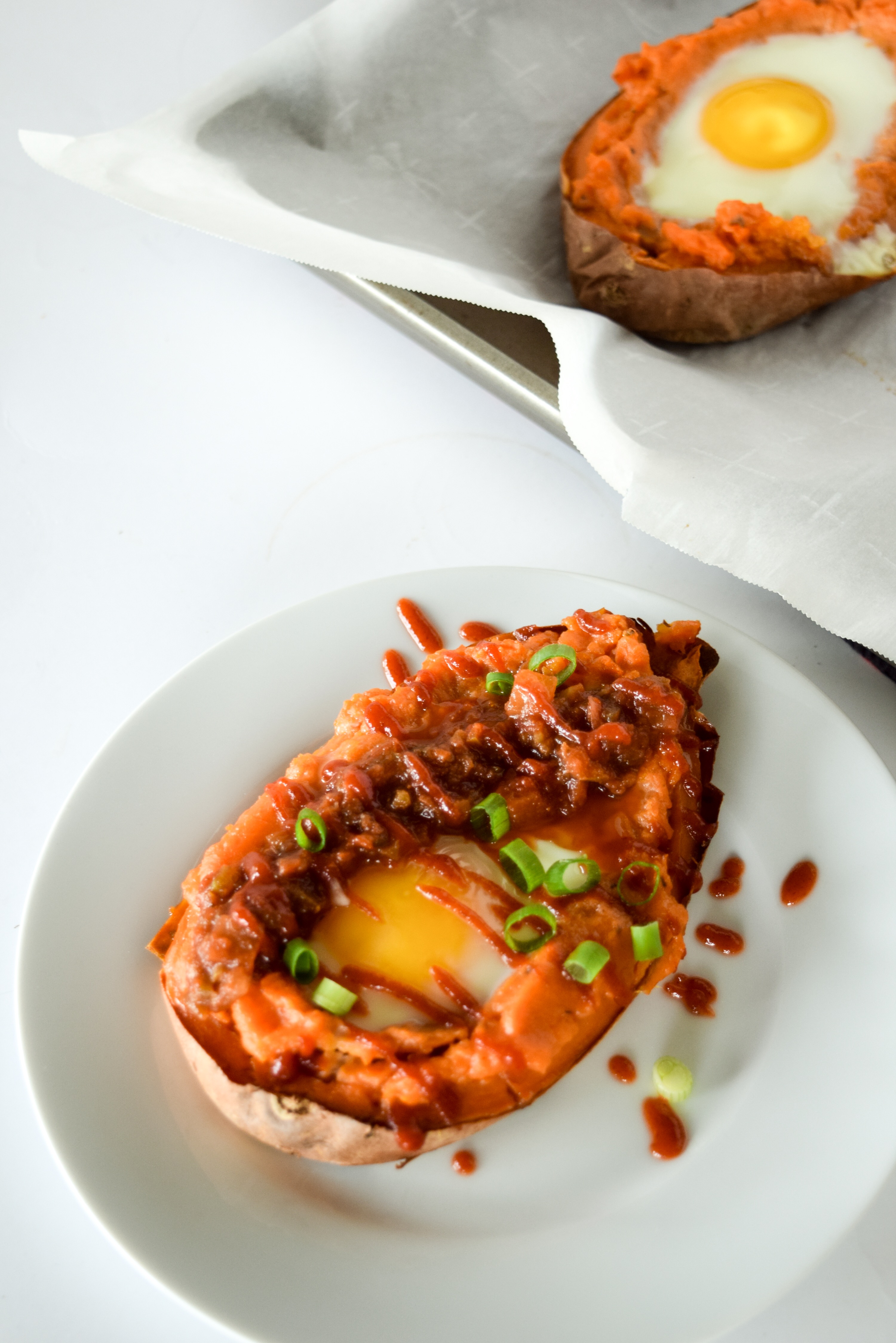 Twice Baked Sweet Potato Breakfast Boats