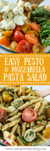 Pesto and mozzarella give a fresh twist to the classic pasta salad. Perfect for a summer BBQ side!