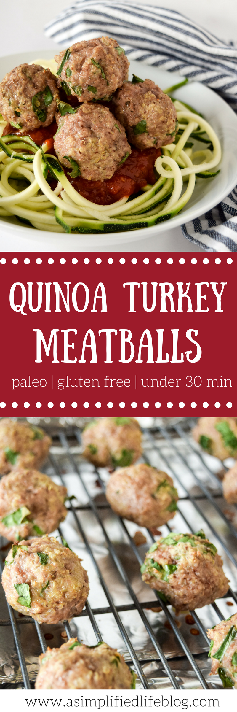 quinoa turkey meatballs | healthy dinner recipes | turkey meatballs | turkey meatballs paleo | turkey meatballs easy | turkey meatballs baked | turkey meatballs recipe | easy paleo dinner | paleo dinner recipes | gluten free meatballs | healthy meatballs 