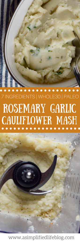 rosemary garlic cauliflower mash | whole30 sides | paleo sides | how to make mashed cauliflower | how to mash cauliflower | cauliflower rice recipes | cauliflower recipes | healthy mashed cauliflower