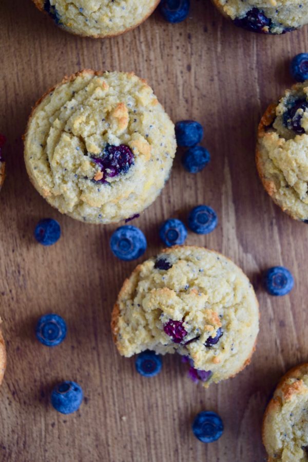 Paleo Lemon Poppyseed Blueberry Muffins