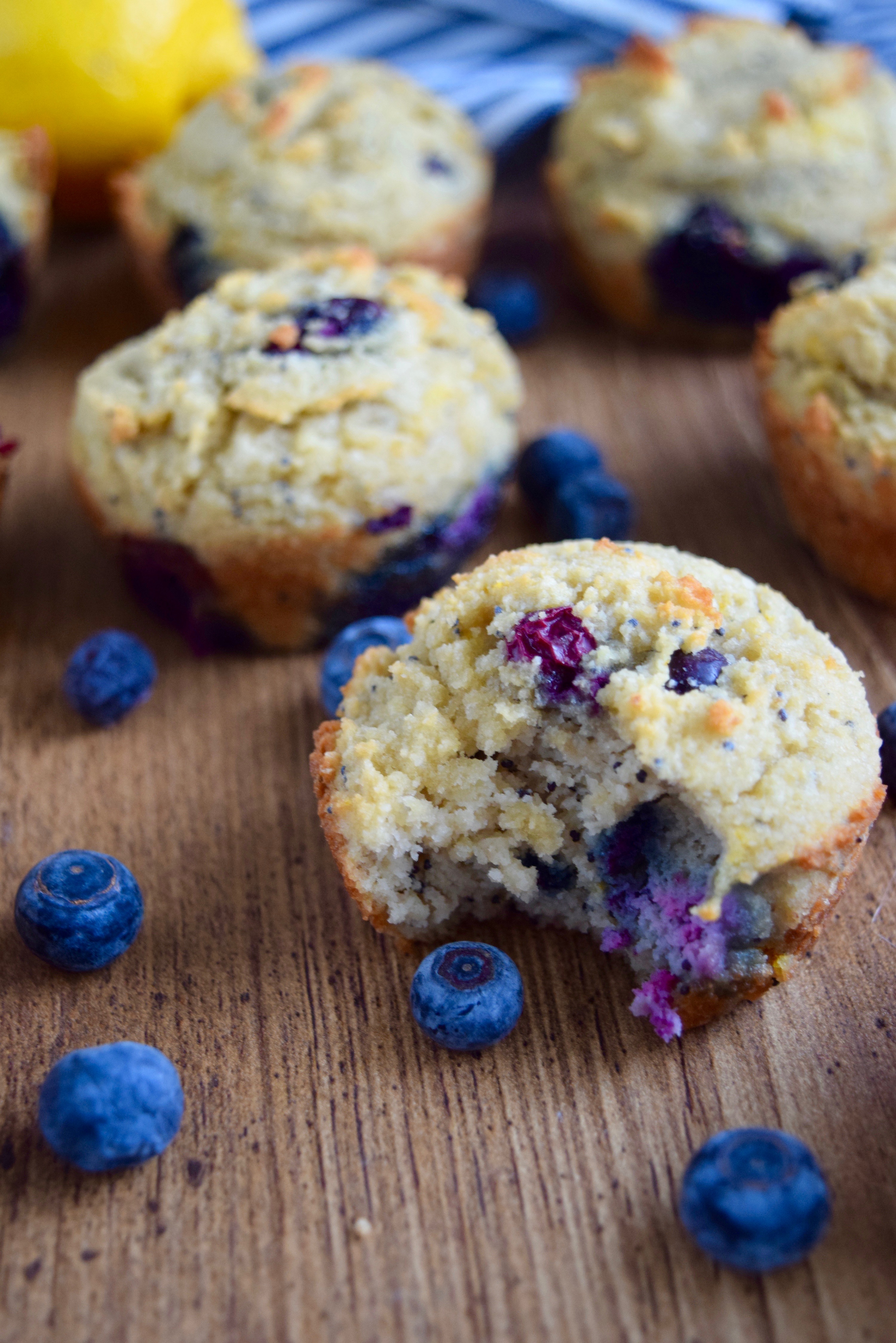 Paleo Lemon Poppyseed Blueberry Muffins