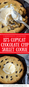 This BJ's Copycat Chocolate Chip Skillet Cookie is JUST like a pizookie! The top has a satisfying crunch and the inside keeps that almost-cookie-dough-like consistency. So good!