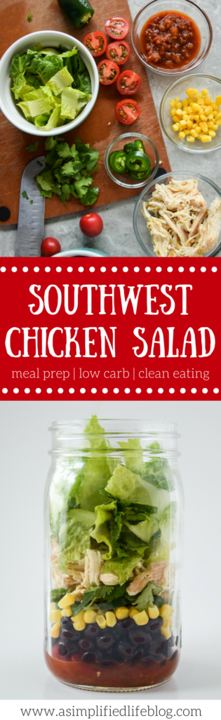 This Southwest Chicken Salad is so easy to make for meal prep! Love that you can layer it all and take it to go!