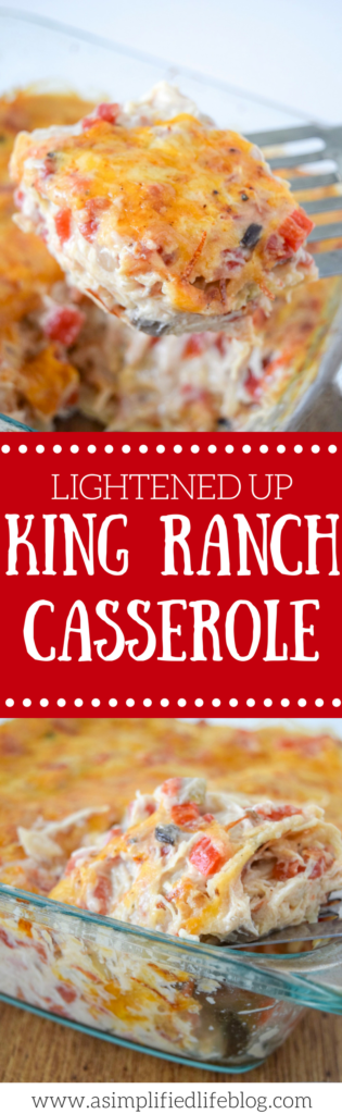 This Lightened Up King Ranch Casserole is the perfect crowd pleasing dinner! My husband loved it!